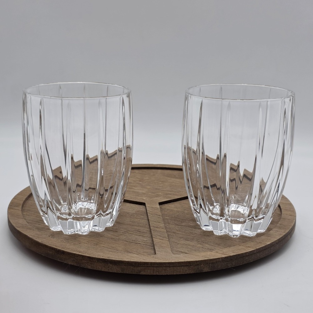 MARQUIS BY WATERFORD OMEGA PATTERN DOUBLE OLD FASHIONED GLASS HEAVY Set of 2
